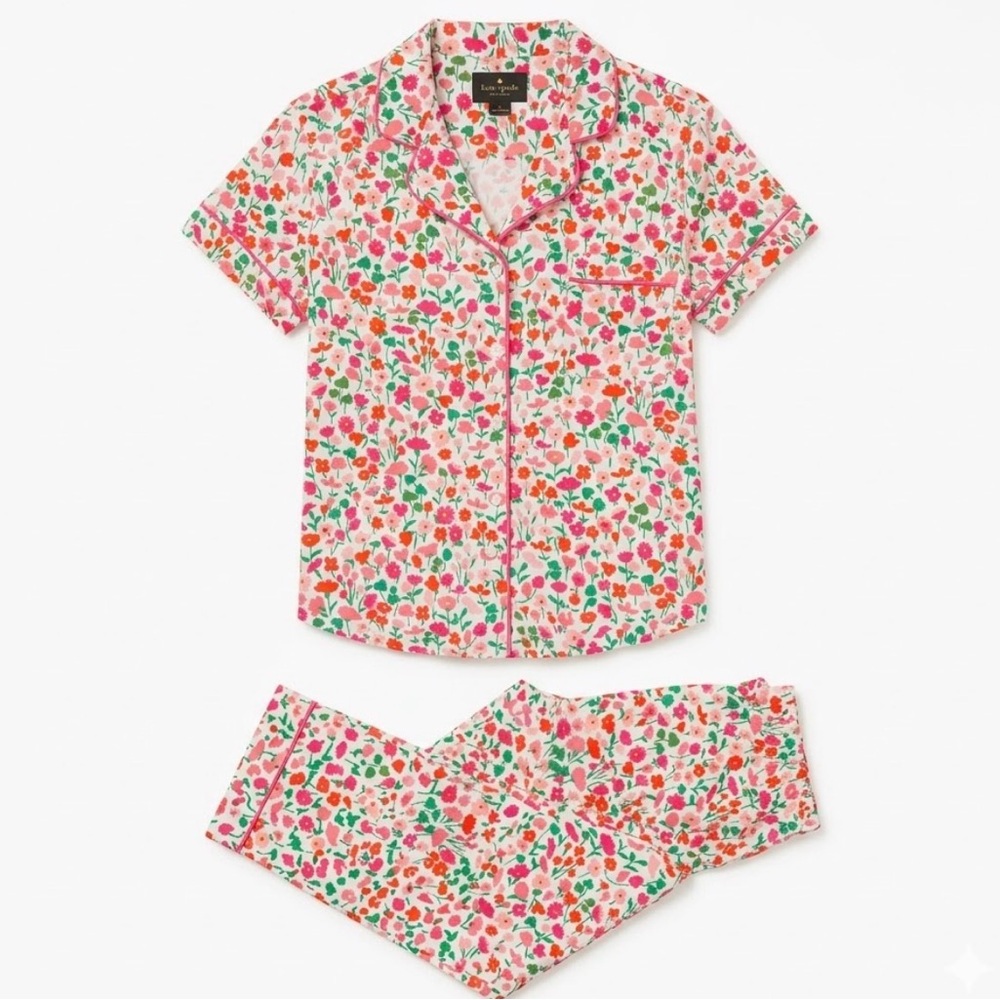 Kate Spade White Multicolor Floral Pajama Set
